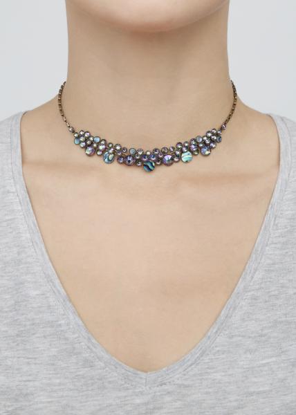 Green/purple - Water Cascade - Konplott necklace with Paua